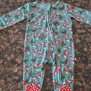 Bums and Roses Footie Pajamas In Candy Cane Lane